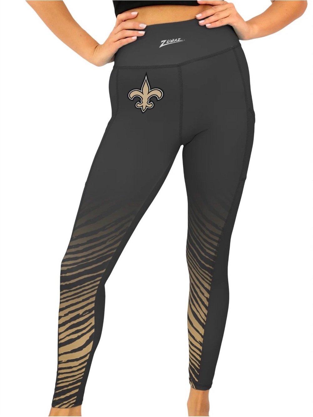 Majestic Black and Gold Fleur-de-Lis High-Waist Leggings